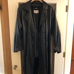 Men's Black Leather Trenchcoat